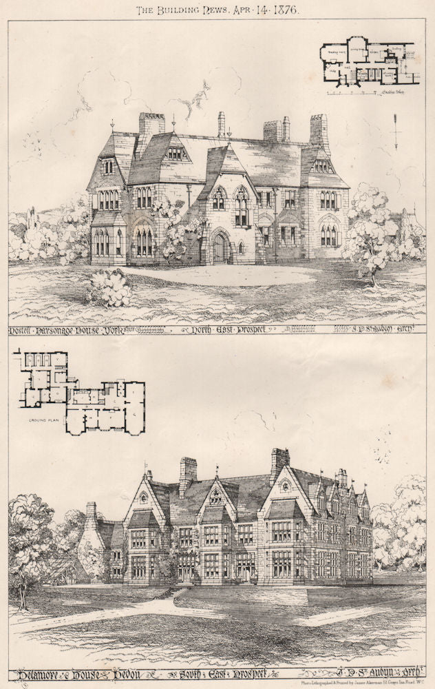 Nostell Parsonage House, Yorkshire; Delamore House, Devon; J St Aubyn Archt 1876